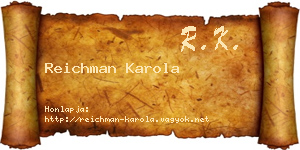 Reichman Karola névjegykártya